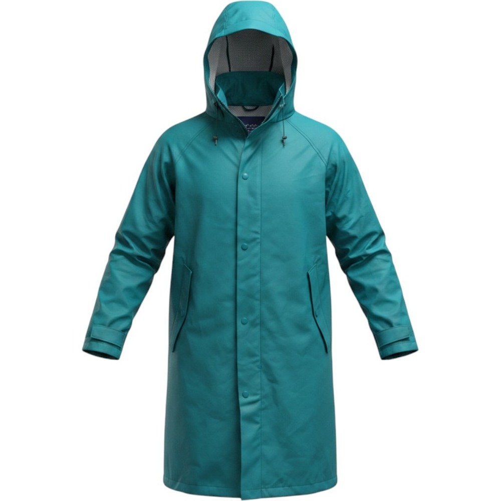 Lands End Unisex Teal Green Hooded Rain Jacket Parka Waterproof Coat Medium
